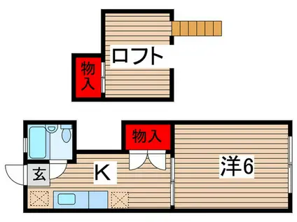 亀井ハイリビング1番館(1K/2階)の間取り写真
