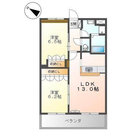 グランダー常盤(2LDK/2階)の間取り写真