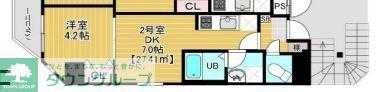 グランヒルズ錦糸町(1DK/9階)の間取り写真