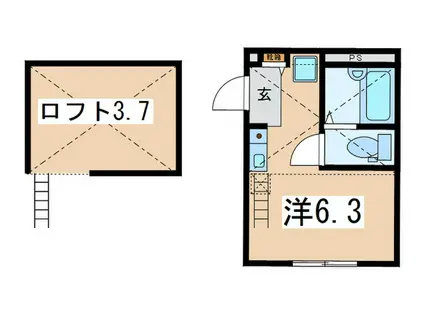 バイオレットヒルズ横浜(ワンルーム/2階)の間取り写真