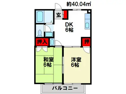 KSビレッジI(2DK/1階)の間取り写真