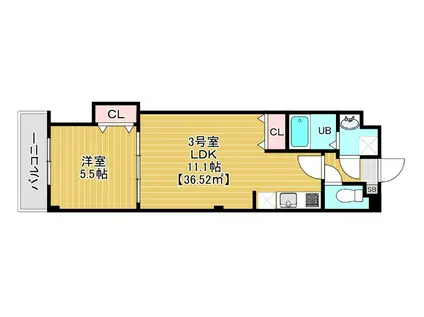 グランディオ検見川(1LDK/3階)の間取り写真