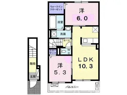 ドリーム坂出 C(2LDK/2階)の間取り写真