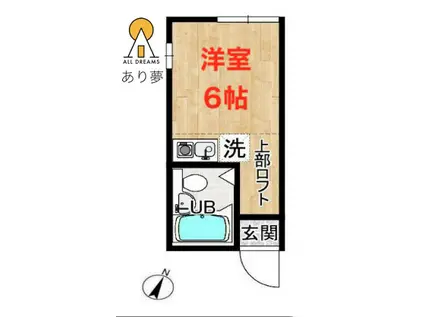 ユナイト三春台ジョアンの杜(ワンルーム/2階)の間取り写真