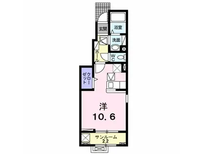 サンフラワー(ワンルーム/1階)の間取り写真
