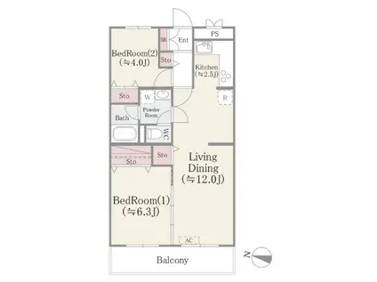 ドエルリバーサイド大島(2LDK/2階)の間取り写真