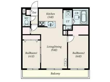 厚別中央4条2丁目MS(2LDK/2階)の間取り写真