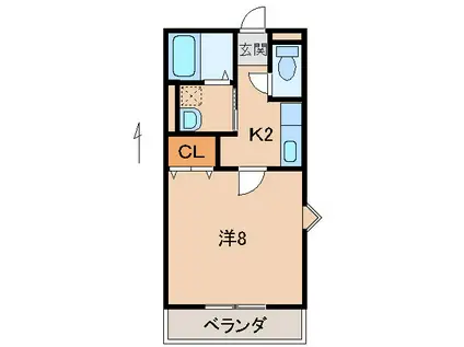 ＪＲ和歌山線 名手駅 徒歩9分 2階建 築26年(1K/2階)の間取り写真