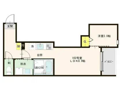 MODERN CHARME SOLAR(1DK/1階)の間取り写真