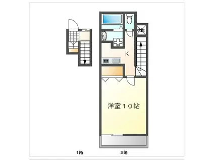 アイルスマート(1K/2階)の間取り写真