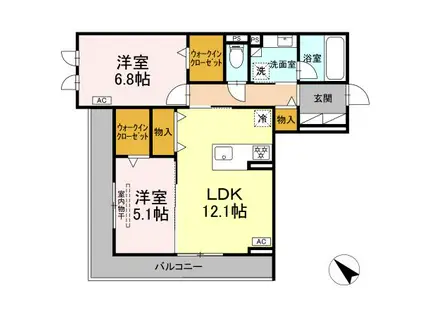 D-AVANCE 柱六番町I(2LDK/2階)の間取り写真