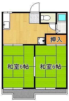 タウニー通谷A棟(2DK/1階)の間取り写真