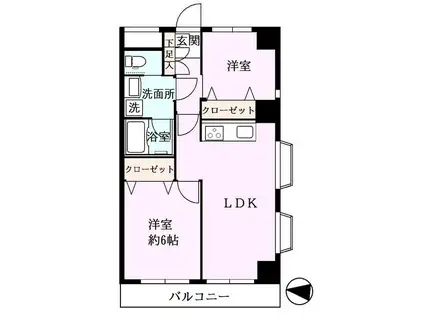 ライオンズマンション鉄砲洲第2(2LDK/4階)の間取り写真