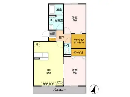 ザ・ハウス野田(2LDK/3階)の間取り写真