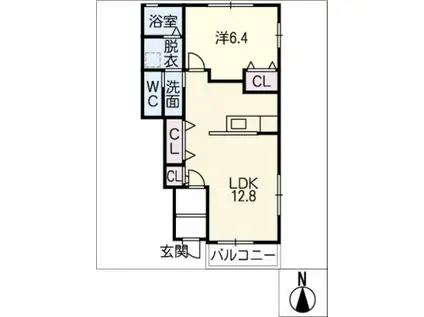 COCOTIER(1LDK/1階)の間取り写真