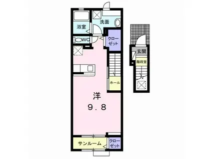 ラフレシールM(ワンルーム/2階)の間取り写真