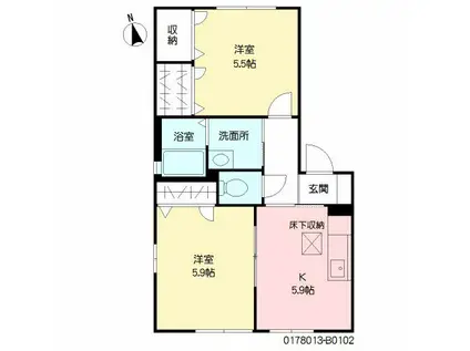 ソフィア小森野B棟(2DK/1階)の間取り写真