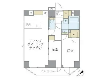 ルネサンス赤坂プレミアムコート(2LDK/10階)の間取り写真