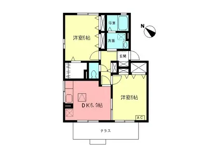 ロイヤルステージB(2DK/1階)の間取り写真