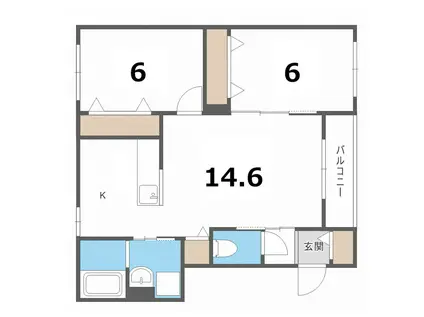 グランメール藤ハウス(2LDK/1階)の間取り写真