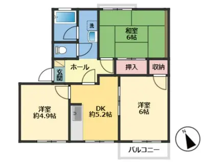 ひまわりガーデン柏V(3DK/2階)の間取り写真
