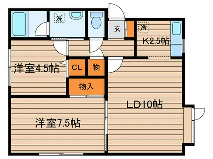 カーメルハウス月寒SE(2LDK/2階)の間取り写真