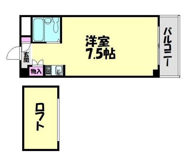 ベース1浜寺(ワンルーム/4階)の間取り写真