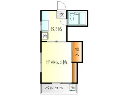 ハウゼ上町(1K/2階)の間取り写真