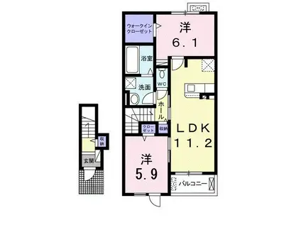 ベル ボニートB(2LDK/2階)の間取り写真