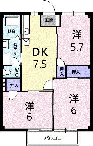 オーキッドSANO・B(3DK/2階)の間取り写真