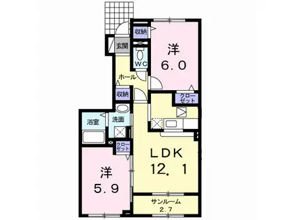 ネオ・ビスタ I(2LDK/1階)の間取り写真