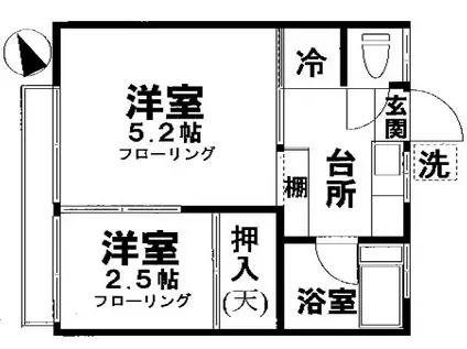 鳳栄レジデンス(2K/2階)の間取り写真