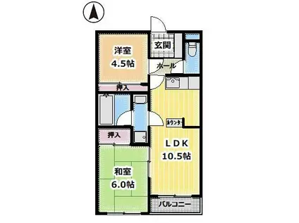 BEL CIELO(2LDK/2階)の間取り写真