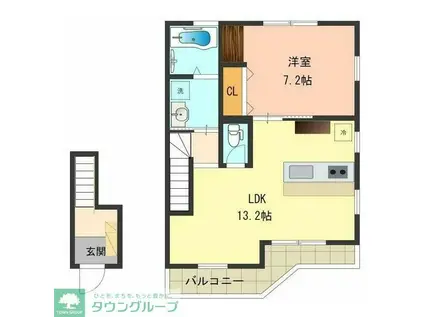 RECITI(1LDK/2階)の間取り写真