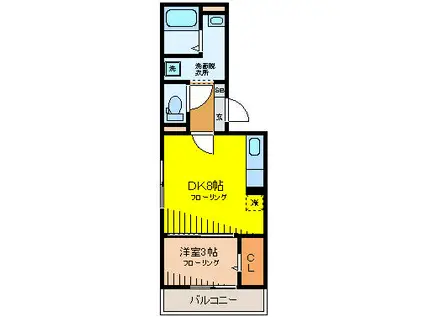 チェリーブラッサム(1DK/3階)の間取り写真