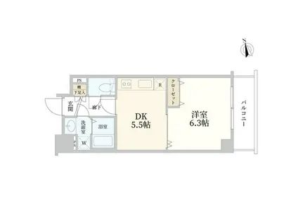 インフィニティ三田(1DK/9階)の間取り写真