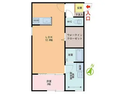 ECLAT(1LDK/1階)の間取り写真