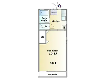 シティハイム プリティ(1K/1階)の間取り写真