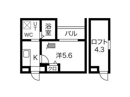 CRASTINE高畑(1K/1階)の間取り写真
