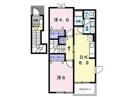 サイモンSEVEN A棟(2DK/2階)の間取り写真