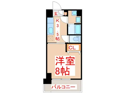 ロイヤルセンチュリー谷山中央(1K/8階)の間取り写真