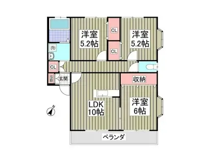 ハニーハウスB 東小保方町(3LDK/1階)の間取り写真