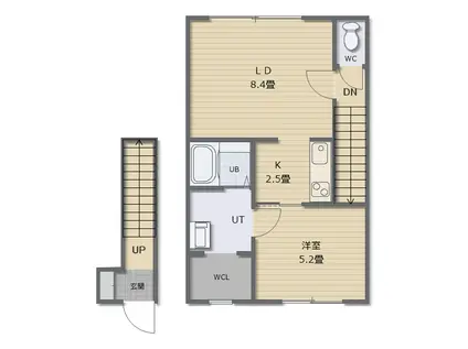 MIHARA FLATS(1LDK/2階)の間取り写真