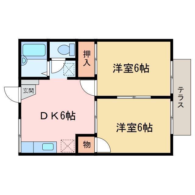 グリーンヒル(2DK/1階)の間取り写真