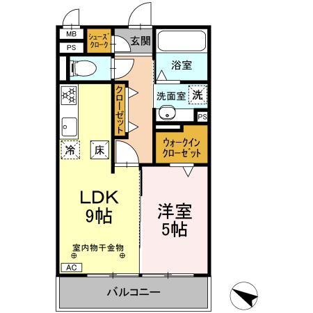 GRAND DーROOM 刈谷下重原(1LDK/1階)の間取り写真
