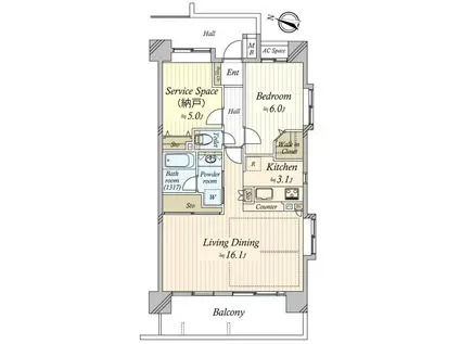 グランリュエル蕨(1SLDK/10階)の間取り写真