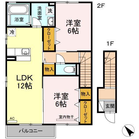 コンフォート東川口 A棟(2LDK/2階)の間取り写真