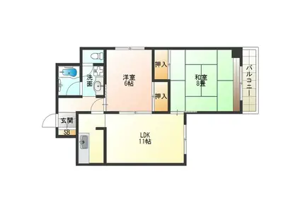 エーデルブルグ(2LDK/7階)の間取り写真