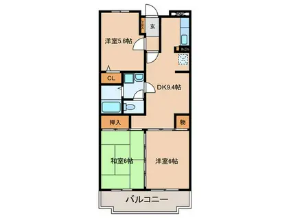 サンフレア(3DK/2階)の間取り写真