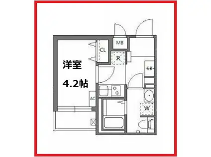 ミュオン北千住(1K/2階)の間取り写真